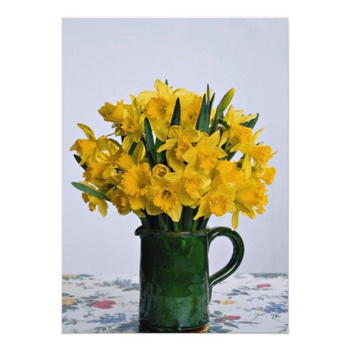 Inspiring Daffodils in green vase Custom Announcements