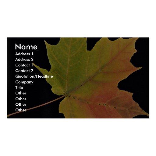 Inspiring Sugar maple leaf Business Cards (front side)
