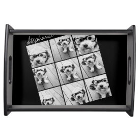Instagram Photo Collage with 9 square photos Black Service Trays