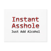 Instant Asshole Just Add Alcohol red Postcard