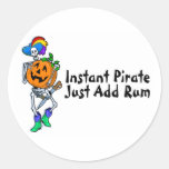 Instant Pirate Just Add Rum (Halloween Pirate) Round Stickers