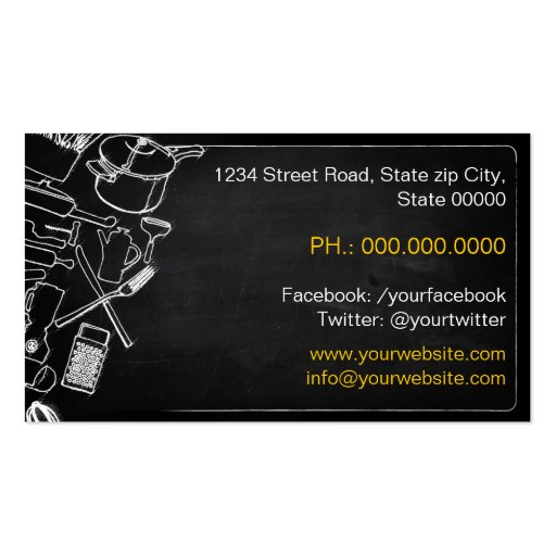 Instructional Cooking/Chef Business Card Templates (back side)