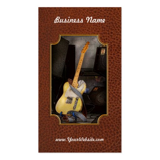 Instrument - Guitar - Playing in a band Business Card Template (front side)
