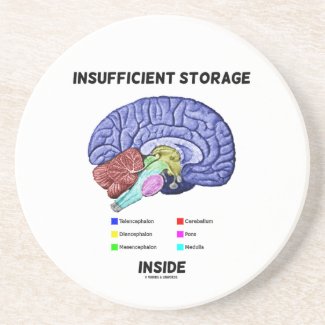 Insufficient Storage Inside (Brain Anatomy Humor) Coasters