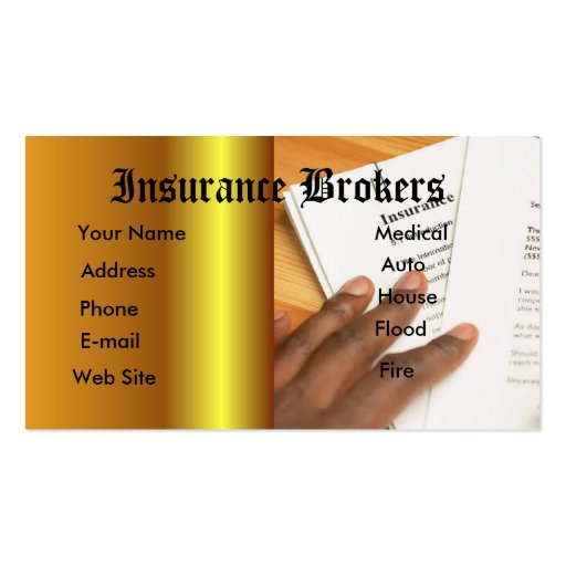 Insurance agent business card templates (front side)