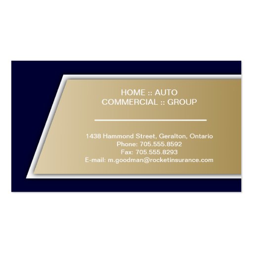 Insurance Broker Business Card - Navy Blue & Gold (back side)