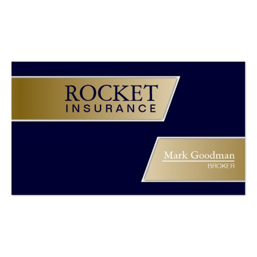 Insurance Broker Business Card - Navy Blue & Gold