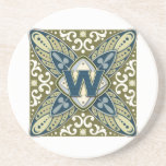 Intaglio Monogram Letter W Coasters