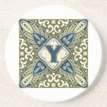 Intaglio Monogram Letter Y Coasters