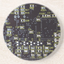 Integrated Circuit Board With Components Drinks Drink Coaster