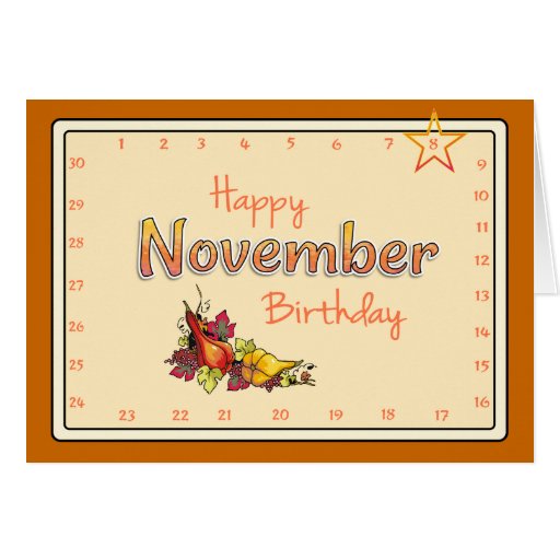 Interactive 'Move the Star' NOVEMBER Birthday Card | Zazzle