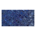 Interesting "Blue Jewel" Pattern Custom Photo Card