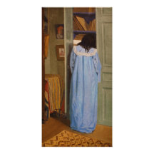 Intérieur, femme en bleu fouillant dans une armoir custom photo card