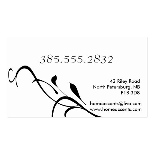 Interior Decorating Black and White Business Card (back side)