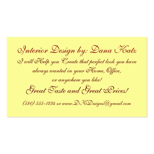 interior design business card classy chic sassy (back side)