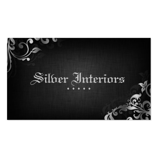 Interior Design Business Card Linen Black Silver (front side)