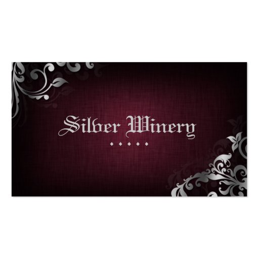 Interior Design Business Card Linen Wine Silver (front side)
