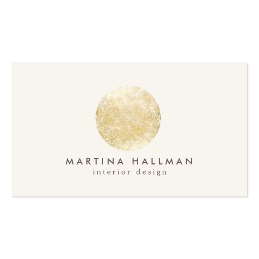 Interior Designer Abstract Gold Circle Logo Business Cards (front side)