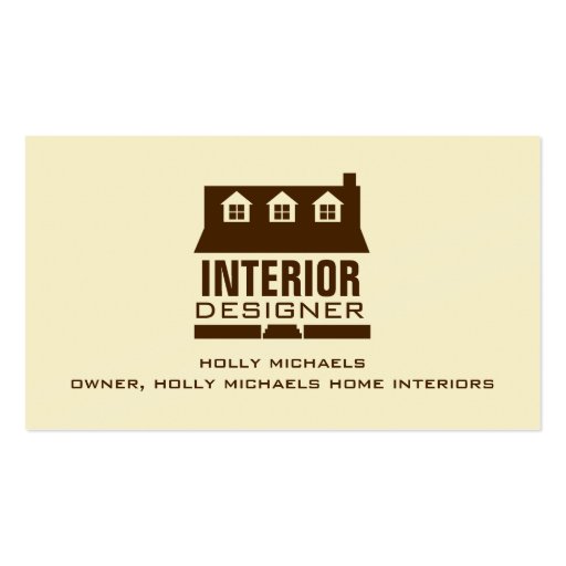 Interior Designer - Brown Cape Style House Business Card Templates (front side)