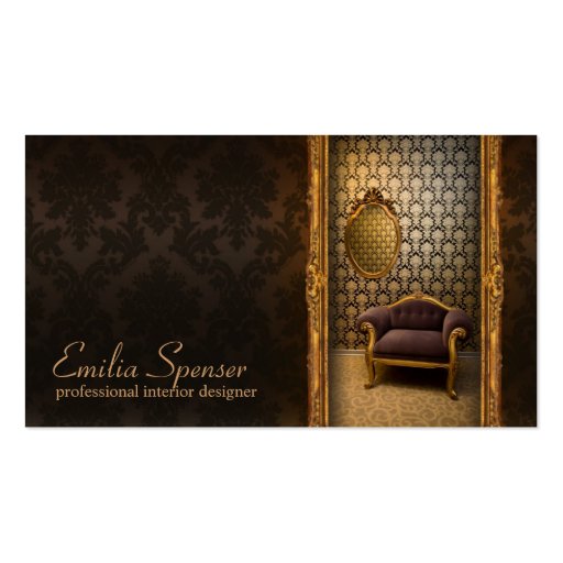 Interior Designer Classic Style Chocolate Card Business Card Template (front side)