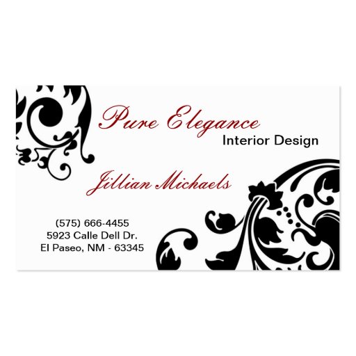 Interior Designer Damask Filigree Business Card (front side)