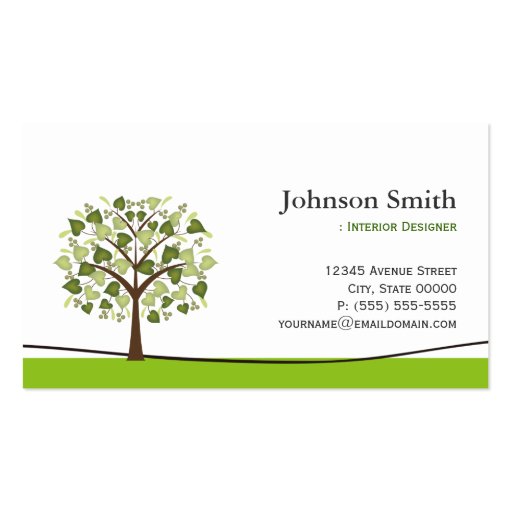 Interior Designer - Elegant Wish Tree Business Card Templates (front side)