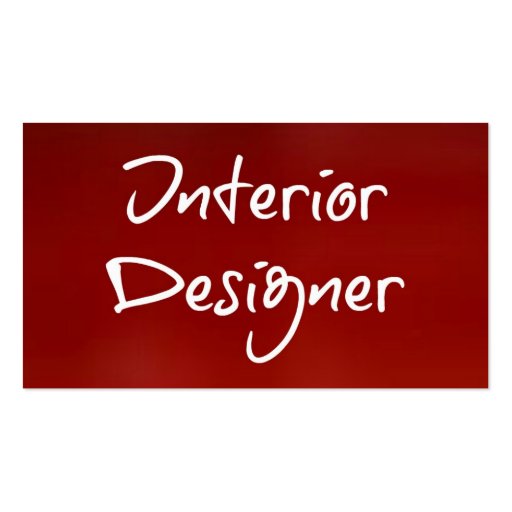 Interior Designer Red Business Card (front side)