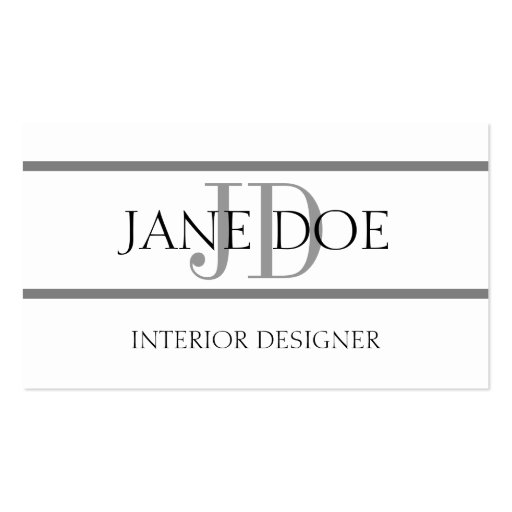 Interior Designer Stripe W/W Business Card Template (front side)