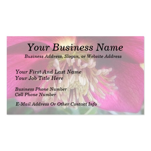Interior Of A Delicate Spring Hellebore Flower Business Card (front side)