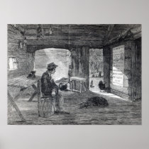 Interior of a settler's hut in Australia Posters