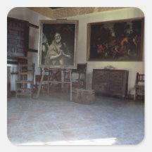 Interior of El Greco's  studio Square Stickers