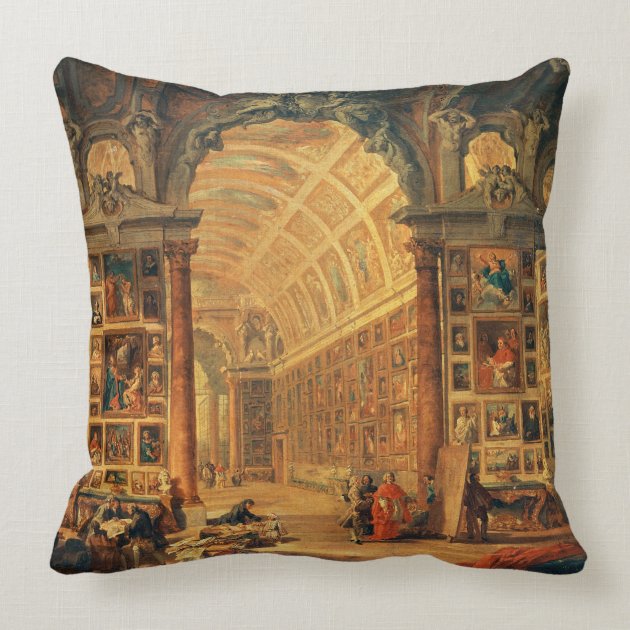 Interior View of The Colonna Gallery, Rome (oil on Throw Pillows