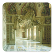 Interior with view of sculpted angels square stickers