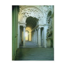 Interior with view of the staircase post cards