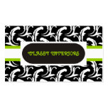 Interiors black, white, green damask business card business cards