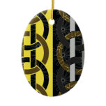 Interlocking Rings in Gold and Black Christmas Tree Ornaments