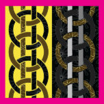 Interlocking Rings in Gold and Black Print