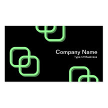 Interlocking Squares 3d - Mint Green on Black Business Card Template