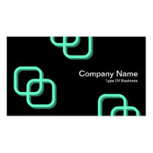 Interlocking Squares 3d - Turquoise on Black Business Card