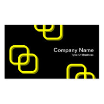 Interlocking Squares 3d - Yellow on Black Business Card