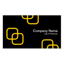 Interlocking Squares - Amber on Black Business Card Template