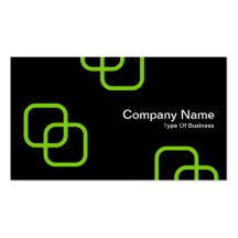 Interlocking Squares - Martian Green on Black Business Card