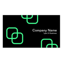 Interlocking Squares - Mint Green on Black Business Card Template