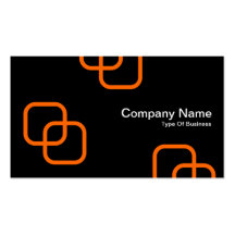 Interlocking Squares - Orange on Black Business Card Template