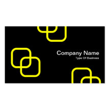 Interlocking Squares - Yellow on Black Business Cards