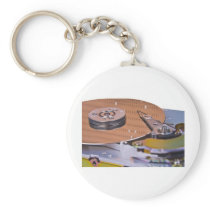 Internals of a hard disk drive keychain