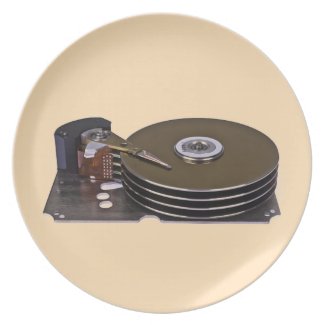 Internals of a hard disk drive party plate