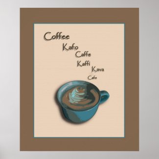 International Coffee Cup Poster Print