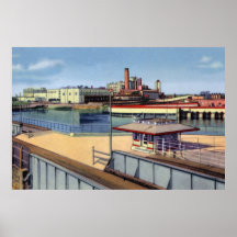 International Falls Minnesota Bridge and Paper Mil Poster