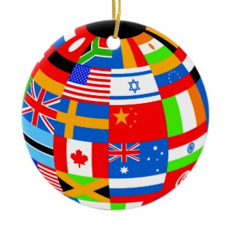 international flags globe earth ornament